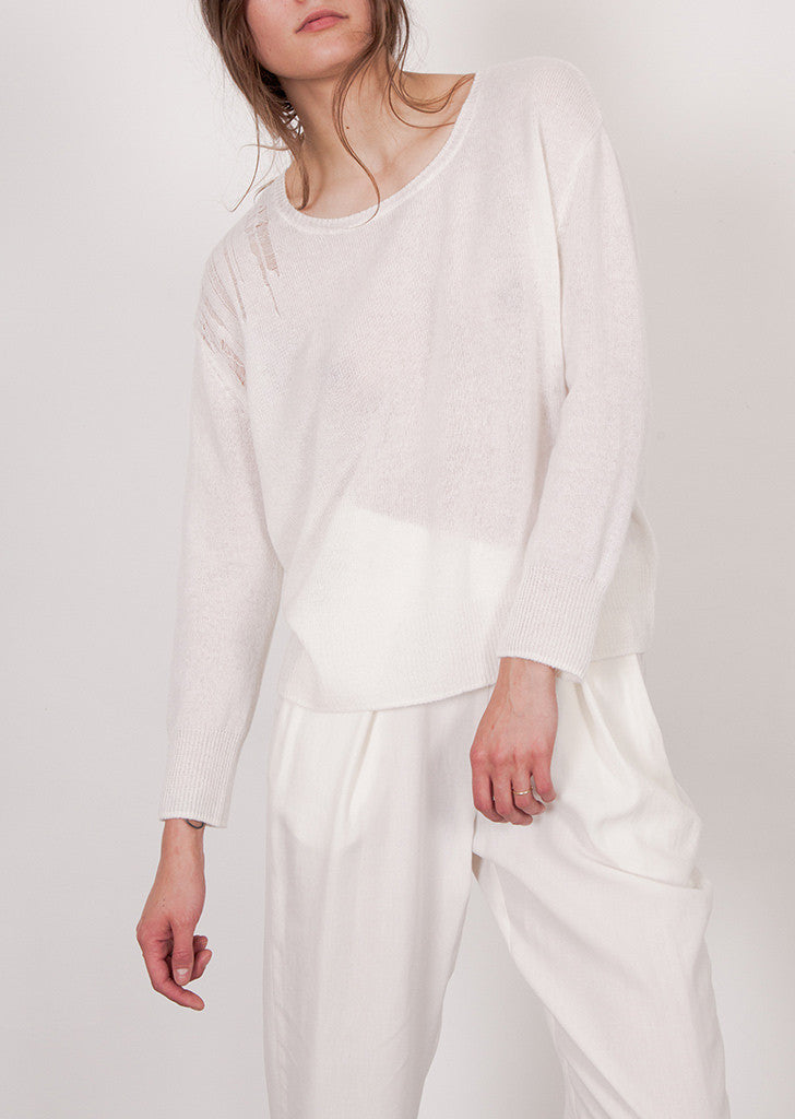 Shred Shoulder Pullover White