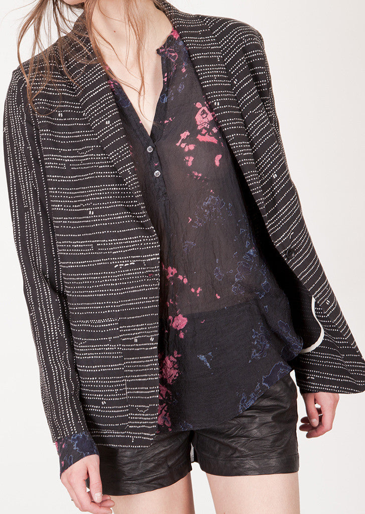 Linen Blazer Black Dot