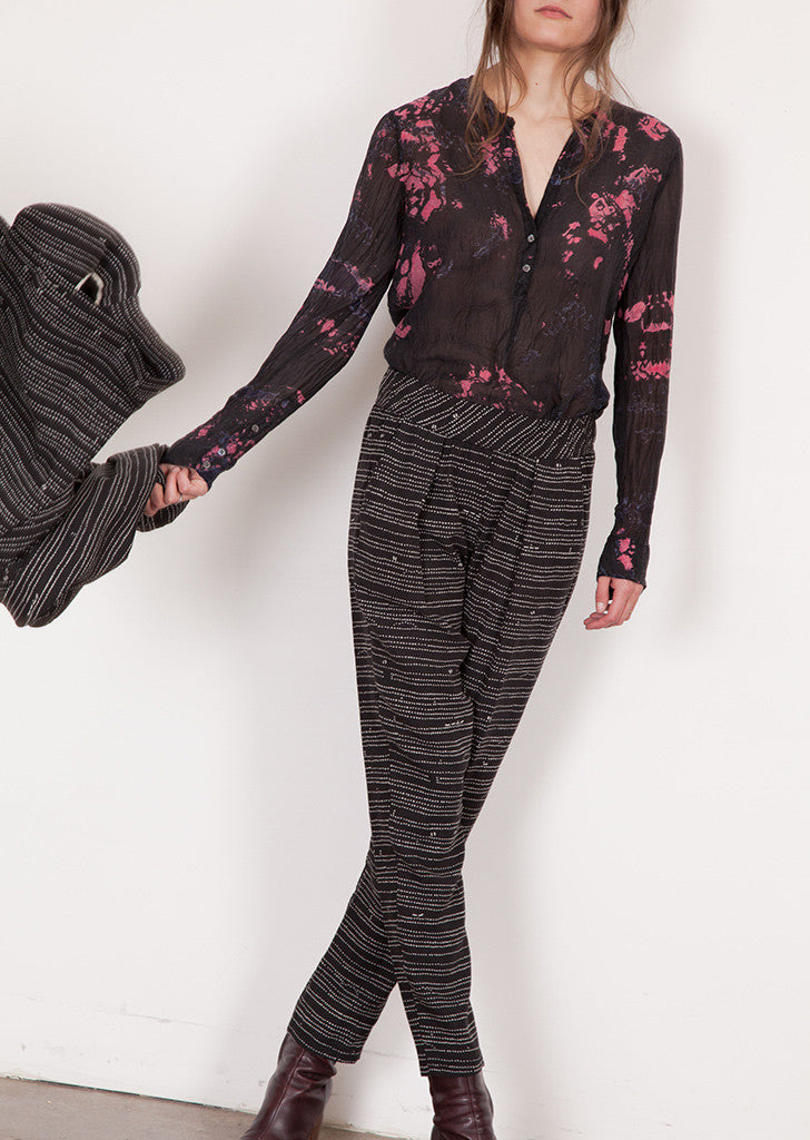 Linen Easy Pant Black Dot